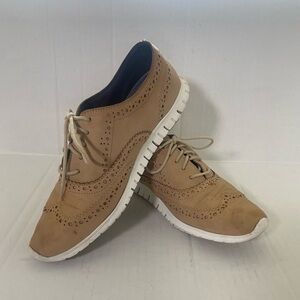 Cole Haan women's 9 ZeroGrand suede leather lightweight wingtip oxfords EUC